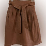 Massimo Dutti  Tan Leather A-Line Skirt Photo 0