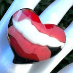 Pink red cream black heart cocktail ring Photo 0