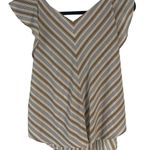 E & M Women's Size Large Striped Back Tie Butterfly Sleeve Top Photo 0