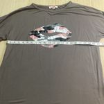 Mazik Top Taupe Brown Womens Medium Long Sleeve Lips Kiss Medium Rayon Spandex Photo 2