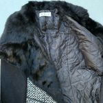 Vintage Wa Woo Girl Luxury Black Grey Fur Wool Tweed Pattern Button Up Coat Photo 8