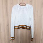 Kendall + Kylie Womens Cable Knit Sweater Size L White Cropped Preppy Classic Varsity Old Money Photo 5