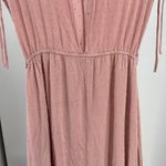 Main Strip Pink Maxi Dress M Swiss dot tiered keyhole back cottage prairie boho Photo 9