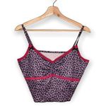 SheIn Purple Cheetah Print Cami Top with Pink Lace Trim by Photo 0