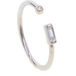 Boutique Dainty White Gold Filled Ring with Baguette‎ & Round Simulate, Adjustable Photo 0