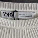 ZARA  off White Ribbed Top with Gold Button Accents Photo 1