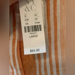 New York & Company Orange Striped Linen Blend Pants. Size Photo 4
