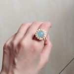 Retro small Aquamarine Freshwater Pearl Lace 14K Golden Filled Hand Photo 1