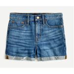 J.Crew Dark Wash Raw Hem Fold Over High Rise Denim Shorts Size 33 Photo 1