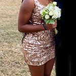 Azazie gold sequin hoco dress  Photo 0