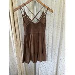 Zenana  Lace Cross Strap Cami Padded Bralette Smocked Back Tiered Brown Dress L Photo 2