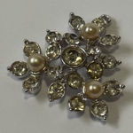 Vintage Sarah Coventry Necklace Pendant Rhinestone Pearl Flower Silver Tone Photo 0
