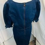 Betsey Johnson Denim Minidress Heart Zipper Y2K XL Puff Sleeve Cottagecore Retro Photo 2