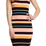 Ella Moss  Striped Bodycon Tank Dress Ribbed Sleeveless  Black Pink Medium‎ New Photo 0