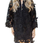 J.Marie The Seraphina Dress Small Long Sleeve Mesh Flower Applique Black NWT Photo 0