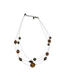 Amber Brown Beaded Necklace Gold Tone Wire Statement Costume Jewelry Women Y2K Brown Photo 2