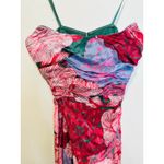 Hutch  Purple Pink Floral Drape Front Strapless Julietta Maxi Gown size 4 Photo 7