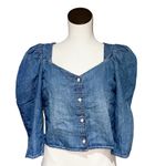 Levi's NWT Ellora Blue 100% Cotton Denim Puff Sleeve Everyday Blouse Photo 6