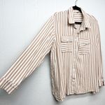 MSJ Striped Shirt Womens 2XL Cotton Business Capsule Workwear Minimalist Relaxed Brown Size XXL Photo 4