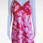 Jaclyn Smith  Pink Red Heart Pattern Lace Trim Chemise Size Medium Photo 0