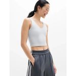 Athleta S Transcend V-Neck Crop Sports Bra D-DD Quartz Grey Small Photo 3