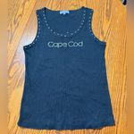 Vintage Y2K Cape Cod Tank Top Black With Rhinestones Size XL Photo 4