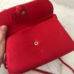 La Regale Vintage  Red Satin Crossbody Tassel Bag Photo 8