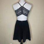 Xtraordinary Black Lace Cutout Exposed Zip Mini Skater Dress Size 5 Goth Glam Photo 3