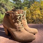 Lucky Brand  Size 8.5/38.5 ECHO Tan Brown Lace-Up Suede Leather Heeled Boots Photo 1