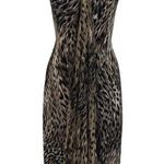David Meister silk leopard dress, NEW ladies strapless midi cocktail with scarf Photo 0