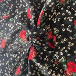 Nasty Gal Black Floral Tie Front Crop Blouse Photo 3