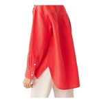 Faherty  Laguna Linen Relaxed Shirt Poppy Red Coastal Beach Womens XS Oversized Photo 1