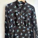 Sandro Paris Black Floral Button-Front Satin Dress- Size 38 (US 6) 100% Viscose Photo 6