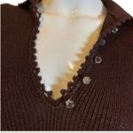 Vintage 60s Goldworm Knit Ribbed Crochet MIDI Chocolate Brown Sweater Dress XS Photo 14