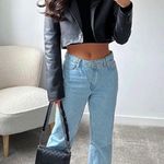 ZARA CROPPED FAUX LEATHER BLAZER Photo 0