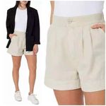 Joie  Pleated High Rise Linen Blend Shorts In Rainy Day Cotton Size L Photo 1