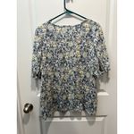 LC Lauren Conrad Lauren Conrad Blue Floral Blouse 0X Women’s Short Sleeve Top Shirt Plus Ruffle Photo 4