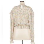 Anthropologie Long Sleeve Ruffle Pastel Floral Blouse Photo 5