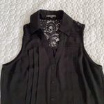EXPRESS  women size XS black button down shirt with lace yoke loose fit Photo 2