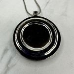 Chico's Silver Tone Box Chain with Hammered Metal Rhinestone Pendant Necklace Photo 2