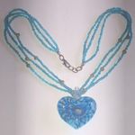 Blue Seed Bead Beaded Boho Glass Shimmer Swirl Pendant Necklace Photo 3