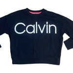 Calvin Klein  Logo Performance Crop Top Sweatshirt Women's L ‎ Black Pullover Photo 0