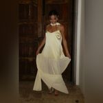 Show Me Your Mumu  Dalia Maxi Dress size Large Butter Yellow with scarf Photo 3