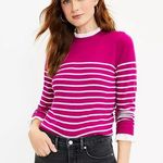 Loft Mixed Media Ruffle Trim Pink Sweater Photo 0