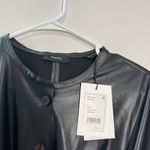 Theory NWT Black Paper Faux Leather Triangle Shirt Dress Size XL Photo 3