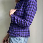 Tahari Vintage 90s Houndstooth Blazer Cropped Size Small 2/4 Fit Purple/Black Photo 8