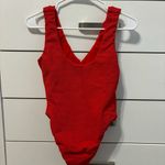 Montce Swim Red One Piece Ribbed Swimsuit Size L Photo 2