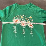 Women’s Green Fleece Long Sleeve Sweater Faith Hope Love Design Size XL NEW Green Photo 6