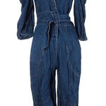 ZARA  Solid Blue Voluminous Denim Jumpsuit - M Photo 0
