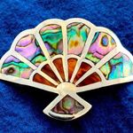TAXCO 925 Silver & Abalone Fan Pendant Brooch Photo 0